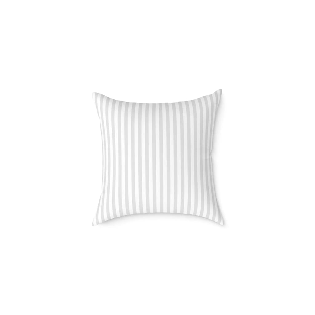 Driftline Throw Pillow with gray and white vertical stripes and a square silhouette.