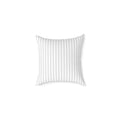 Driftline Throw Pillow with gray and white vertical stripes and a square silhouette.