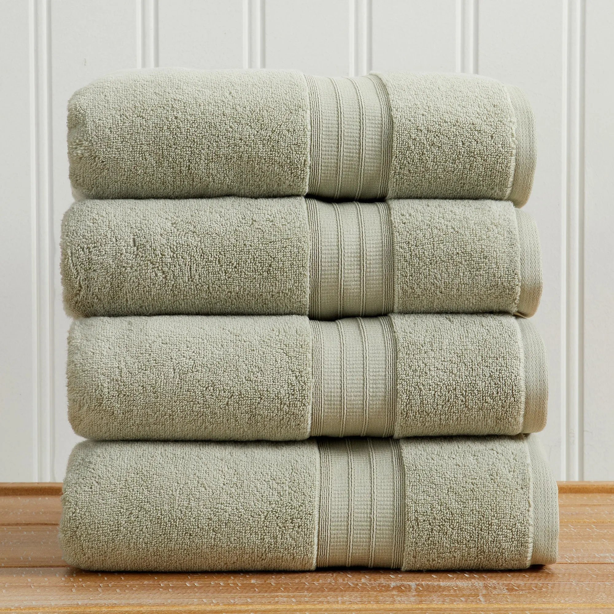 Bath towel set by Great Bay Home Chiara Collection; 100% cotton, beige towels, 4-piece.