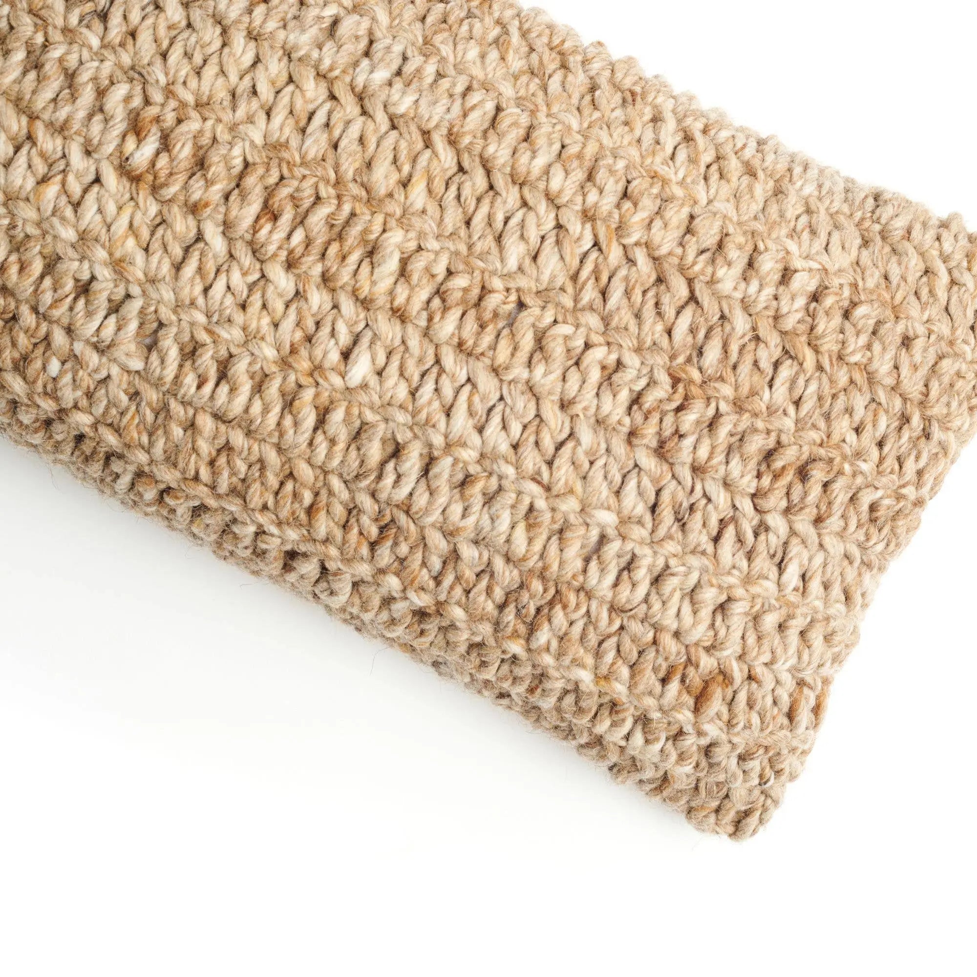 Cure Hand Crochet Large Lumbar Pillow in beige chunky knit; Source by Studio Skara throw pillow