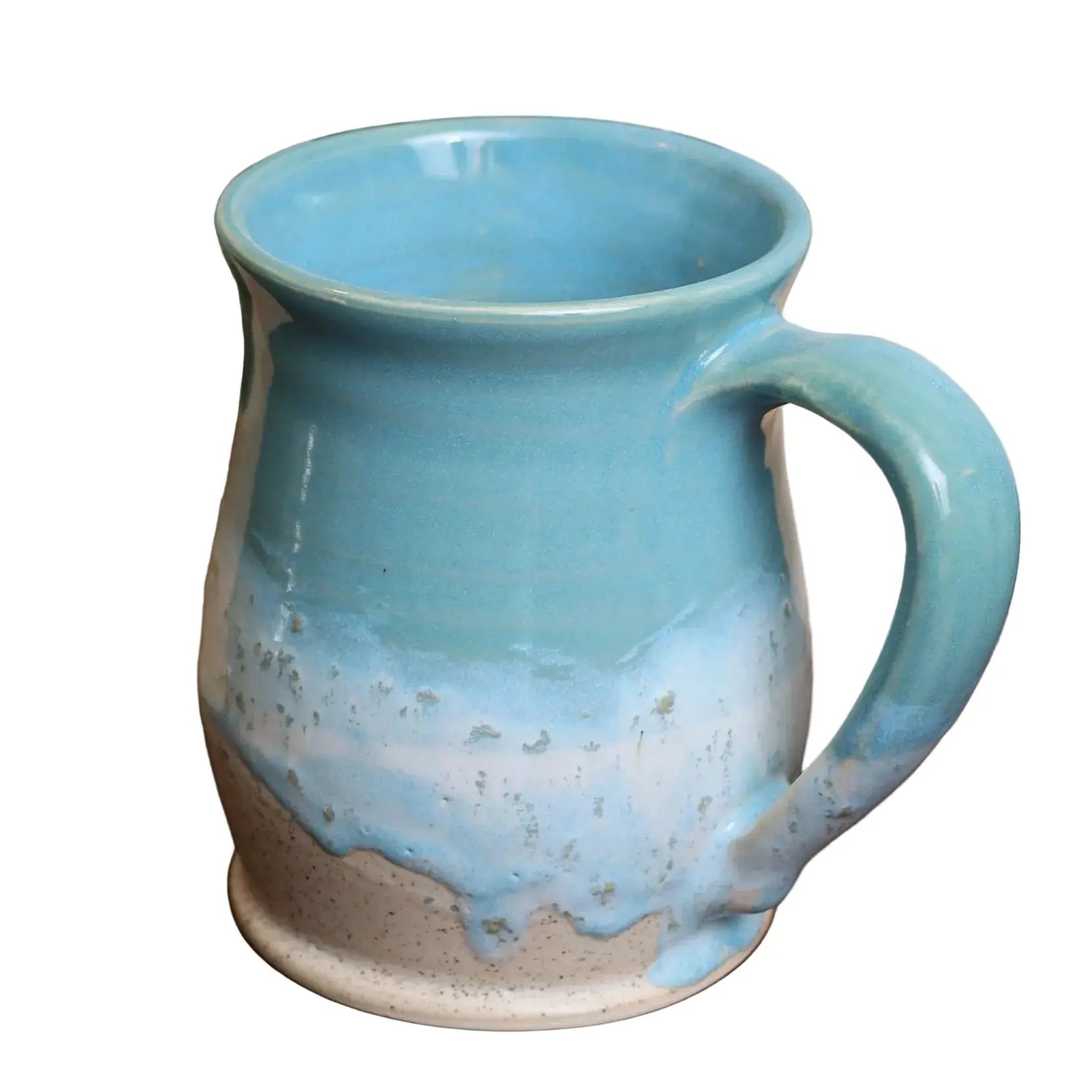 Handmade ocean-themed ceramic coffee mug for coastal kitchen decor.