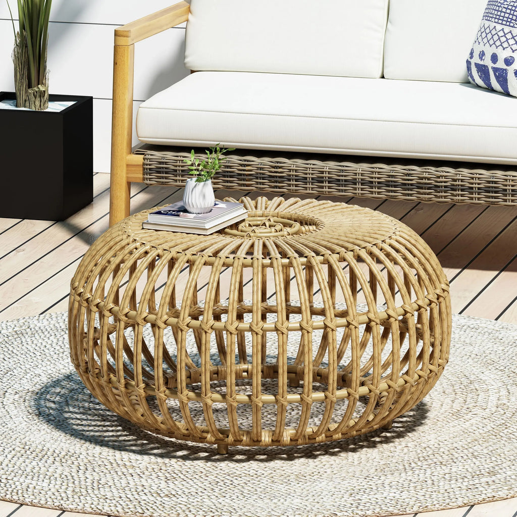 Coastal Woven Rattan Coffee Table HouseOfZazla