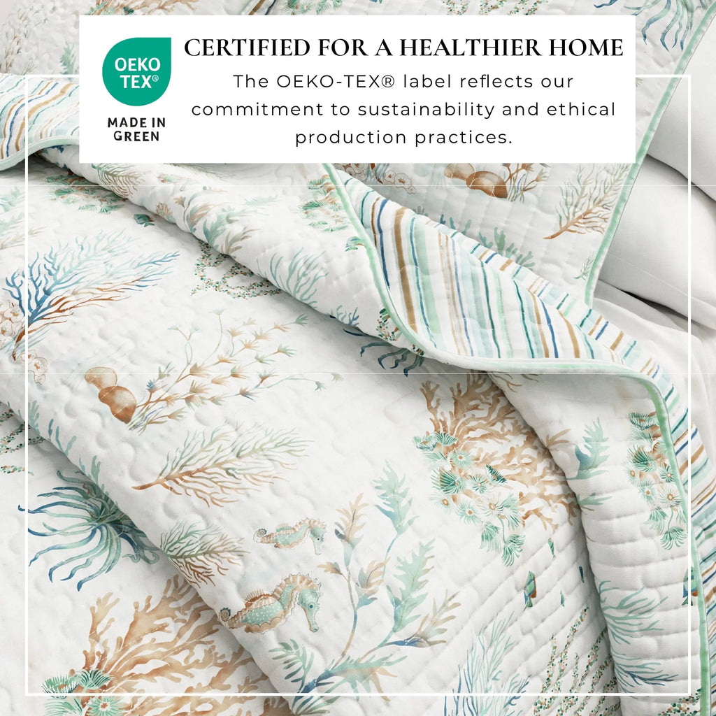 Coastal Printed Cotton Quilt Set - Santa Barbara Collection Great Bay Home