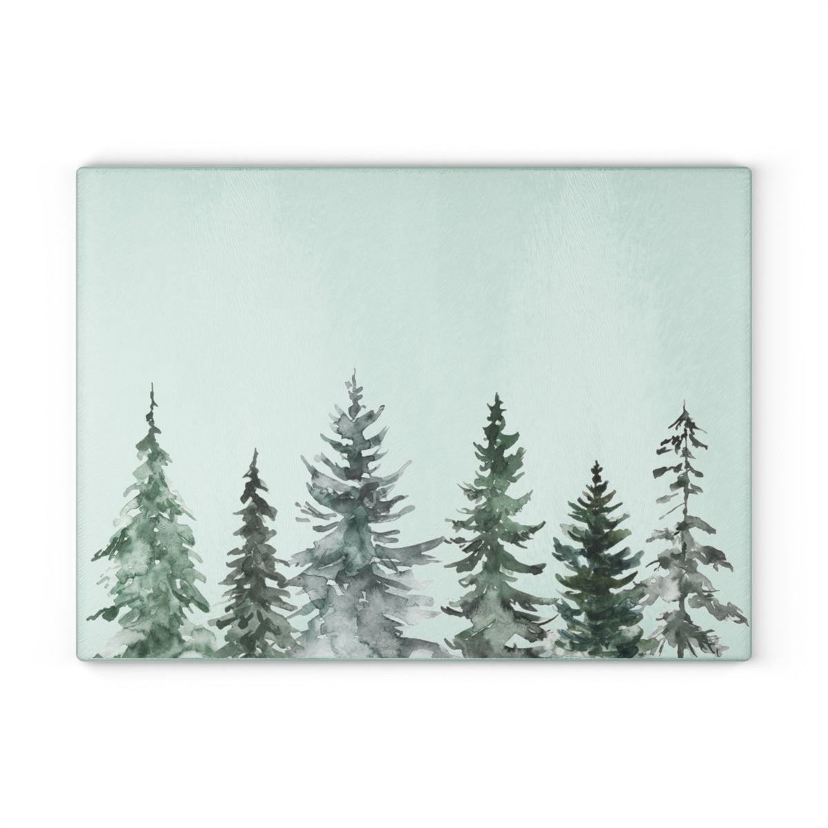 Holiday glass charcuterie serving board with a winter woodland-inspired design.