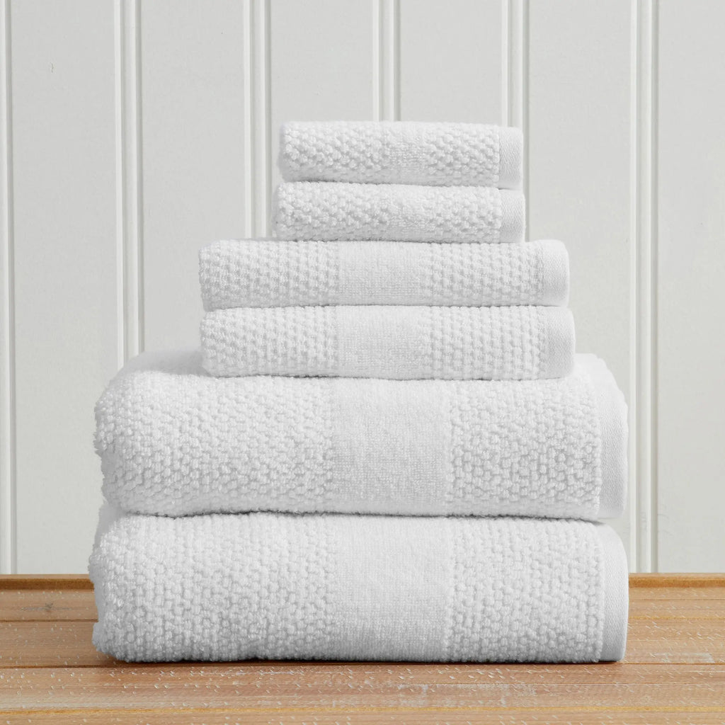 100% cotton towel set, Marbella Collection by Great Bay Home; white bath towels