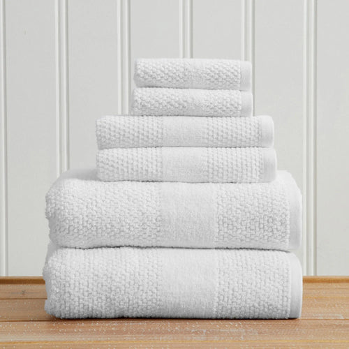 100% cotton towel set, Marbella Collection by Great Bay Home; white bath towels