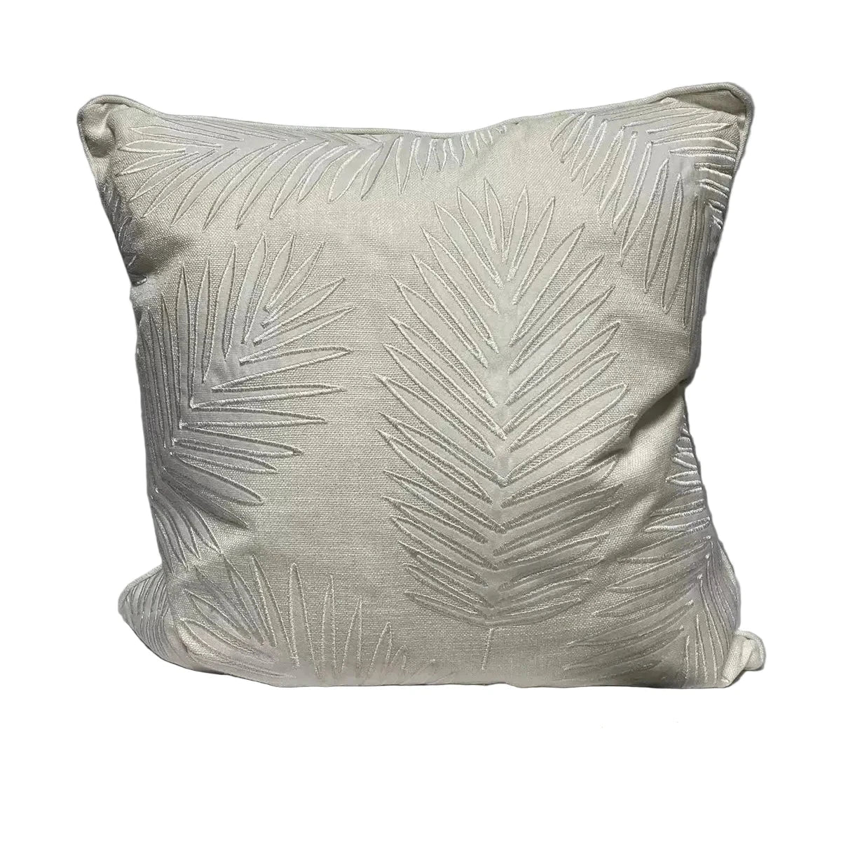Ivory palm leaf throw pillow for coastal home decor