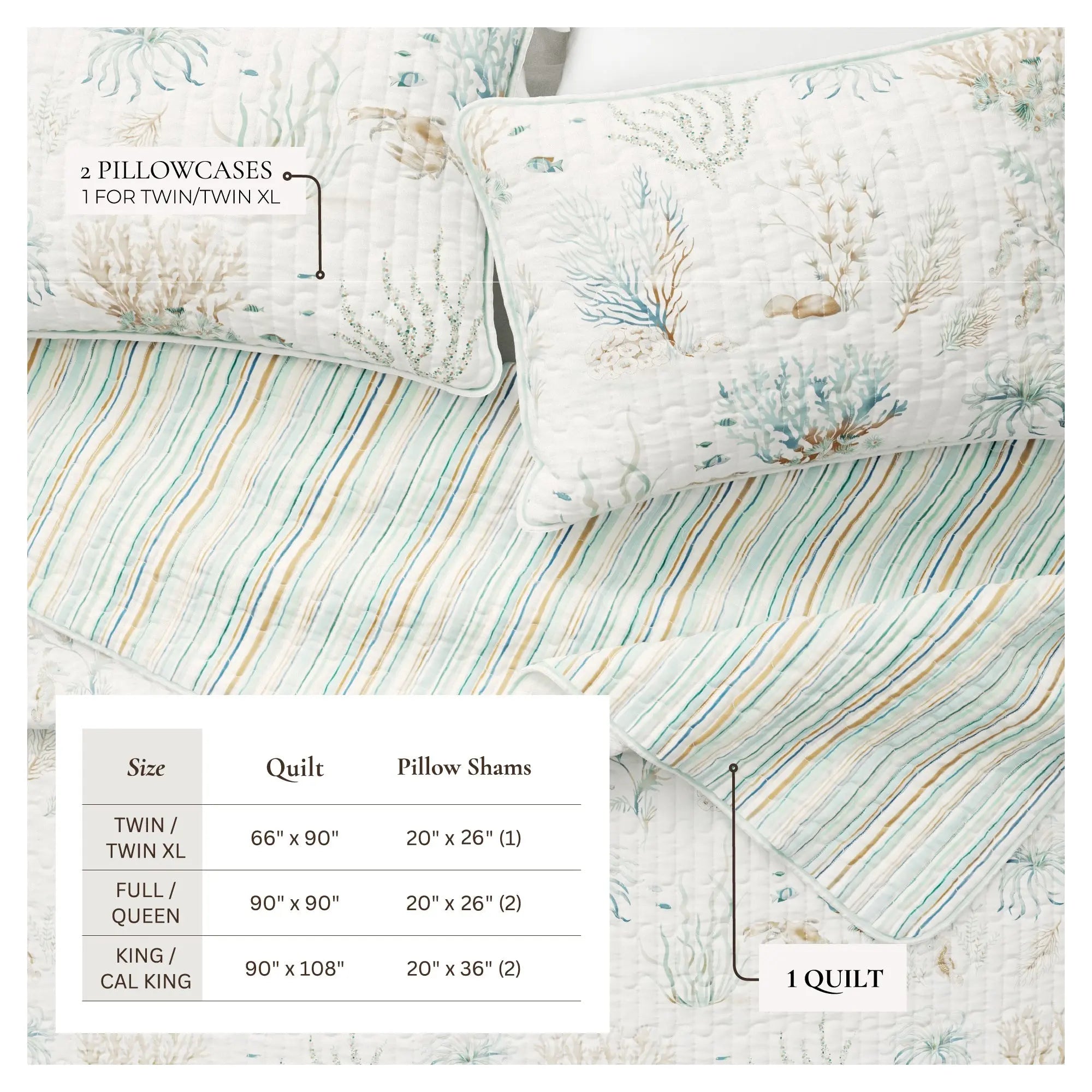 Coastal Printed Cotton Quilt Set - Santa Barbara Collection Great Bay Home