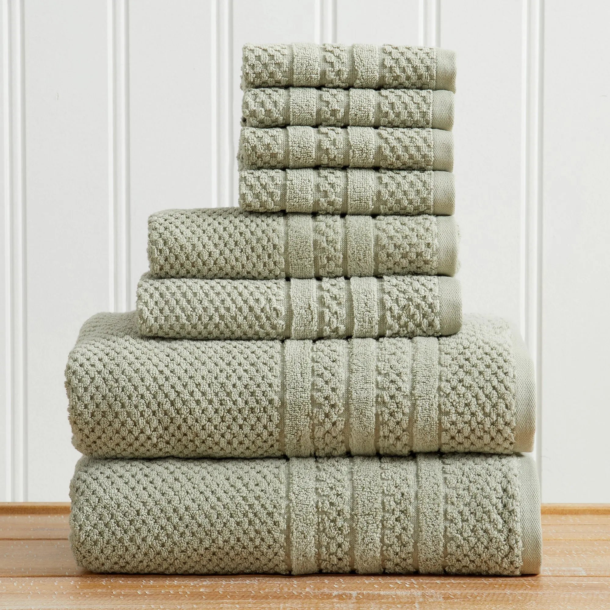 Bath towel set, Giuliana Collection, 100% cotton checkered jacquard in neutral beige tones