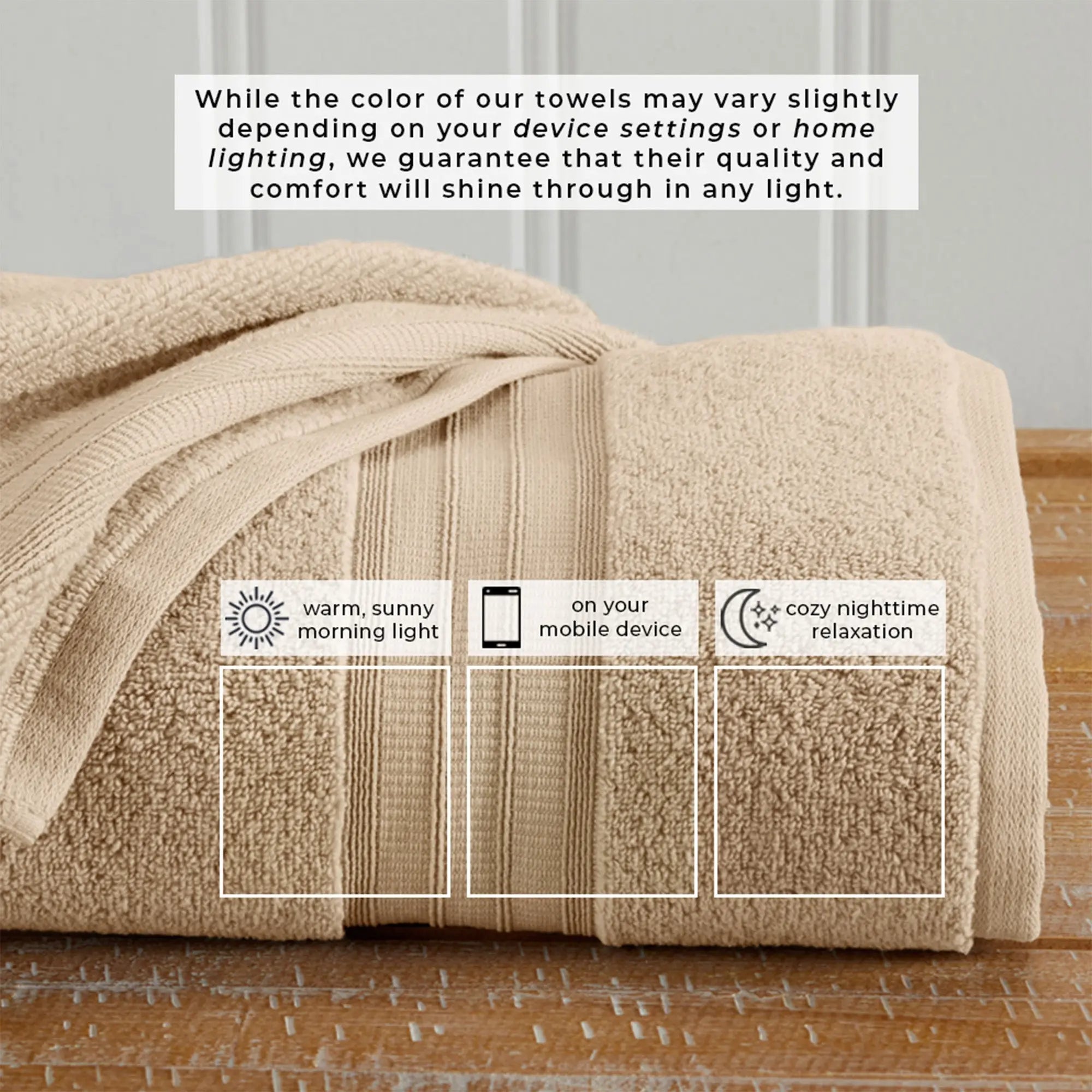 Bath towel set by Great Bay Home, Chiara Collection, 100% cotton in beige