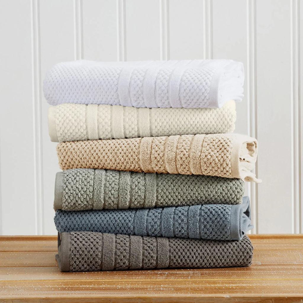 Bath towel set, 100% cotton checkered jacquard, Giuliana Collection; 7 towels in assorted pastels and neutrals