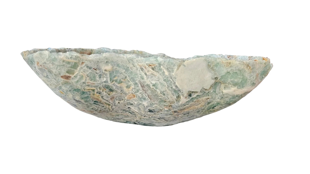 Large Hand-Carved Fluorite Bowl | Natural Crystal Centerpiece 30”  Decorative Bowl