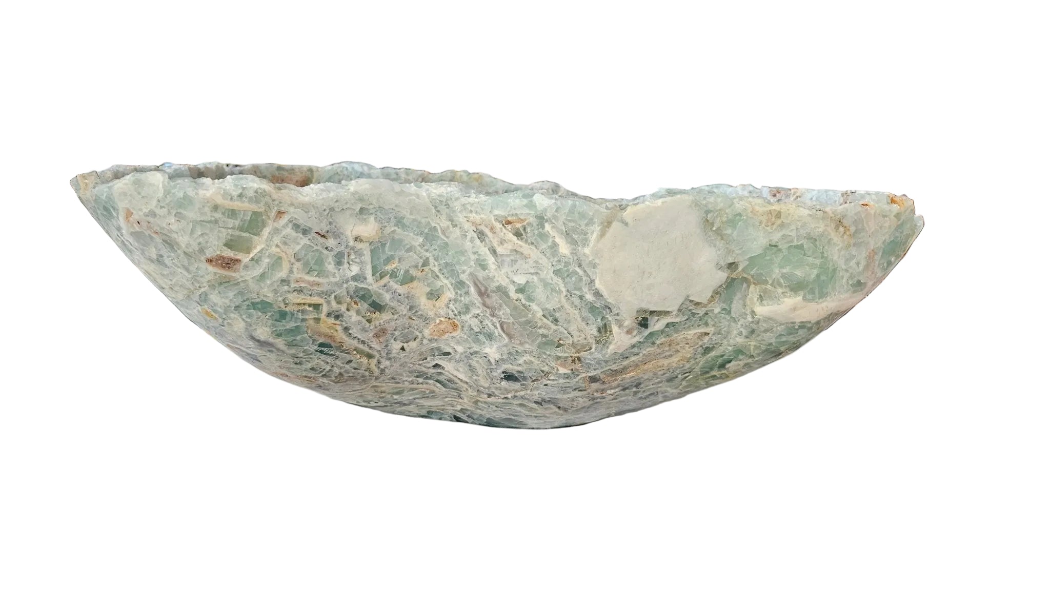 Large Hand-Carved Fluorite Bowl | Natural Crystal Centerpiece 30”  Decorative Bowl