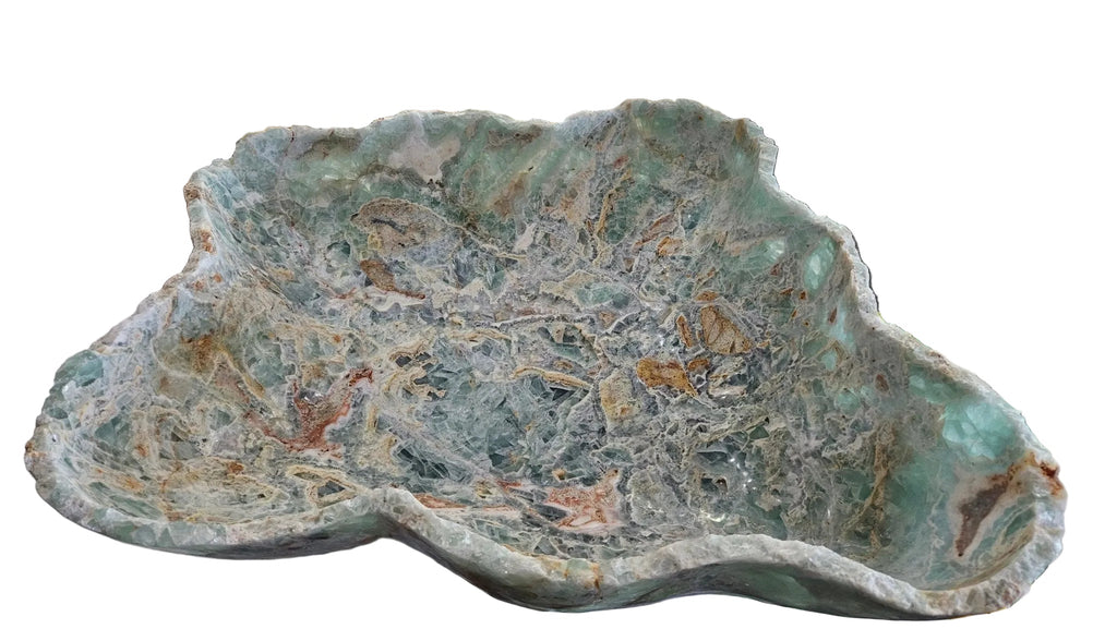 Large Hand-Carved Fluorite Bowl | Natural Crystal Centerpiece 30”  Decorative Bowl