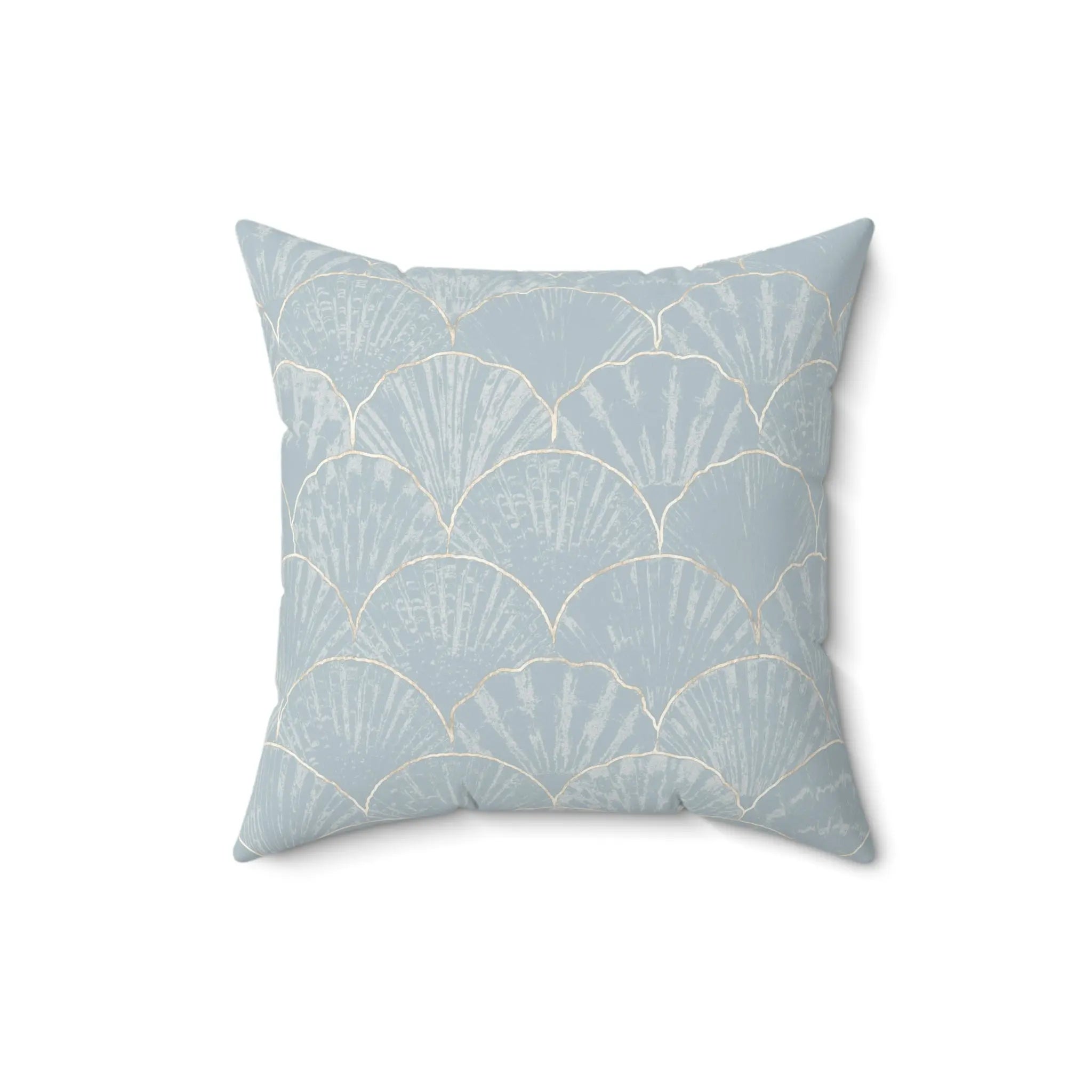 Light Blue Seashell Scallop Pattern Pillow Printify