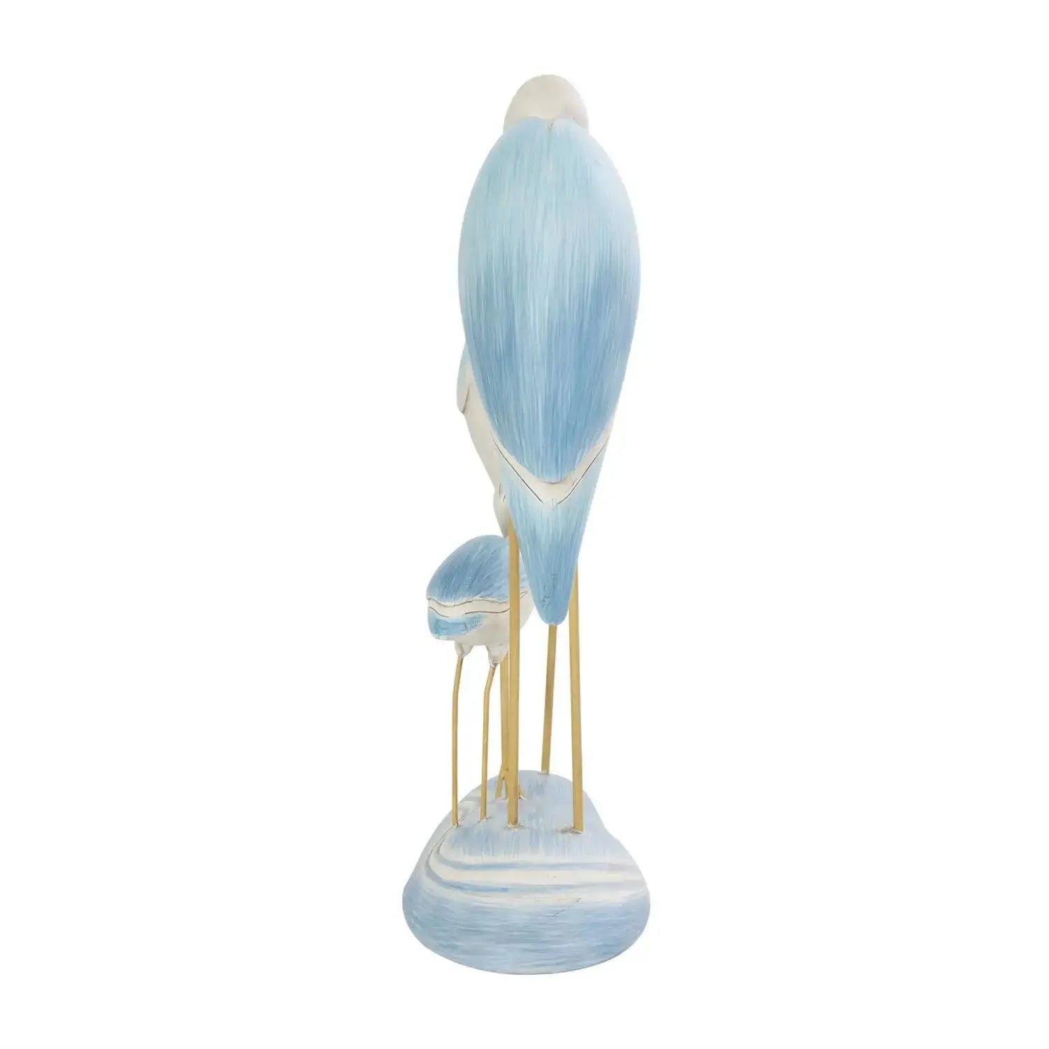 Light Blue Polystone Bird Family Decorative Sculpture Loving Coastal Living