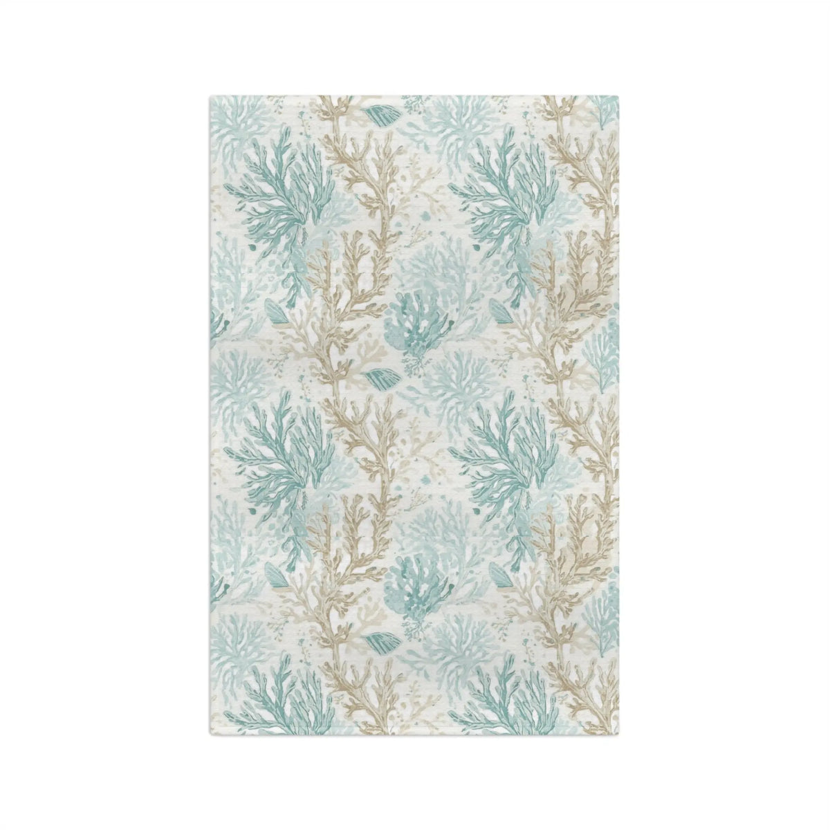 Light blue coral tea towel for an ocean-inspired kitchen