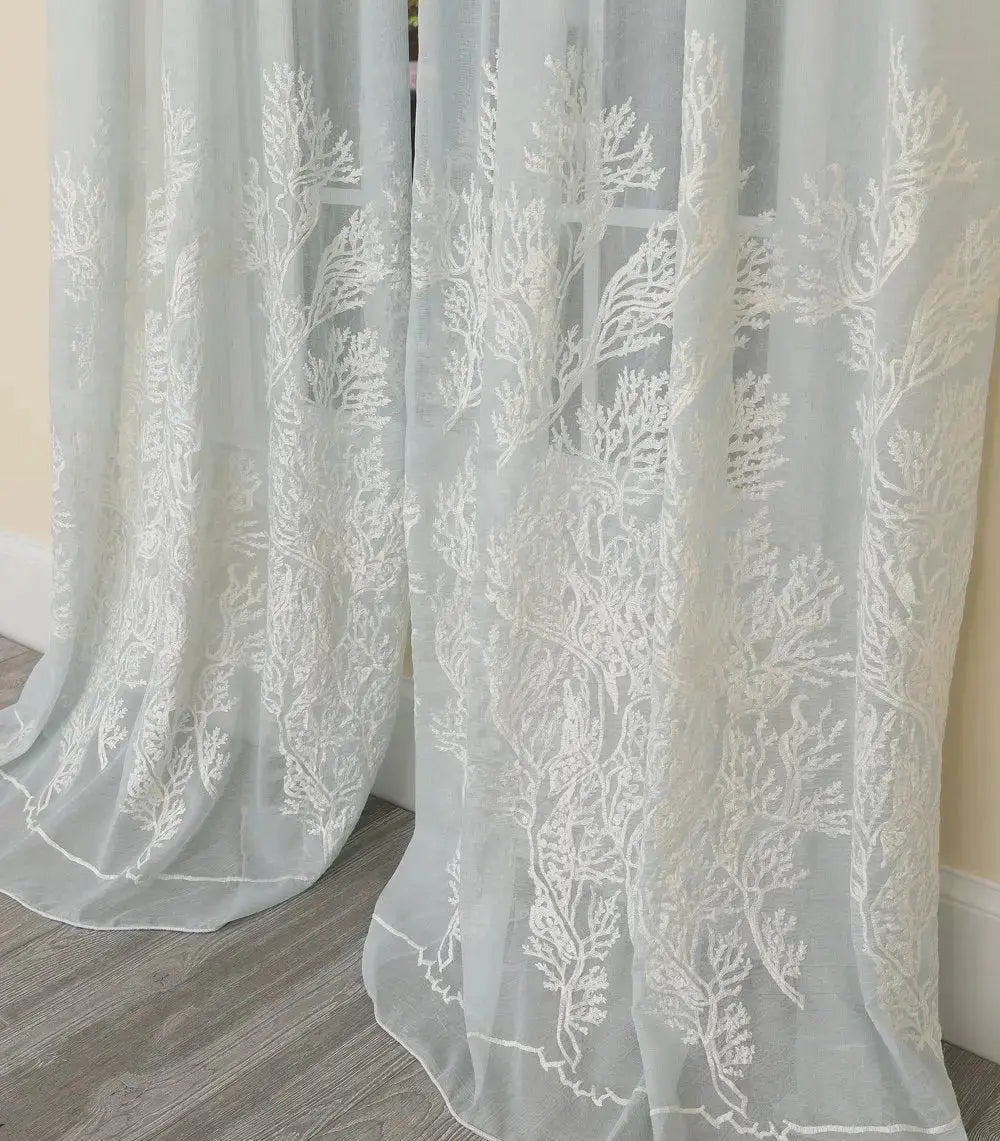 Ocean Coral Semi Sheer Curtain  Home Decor