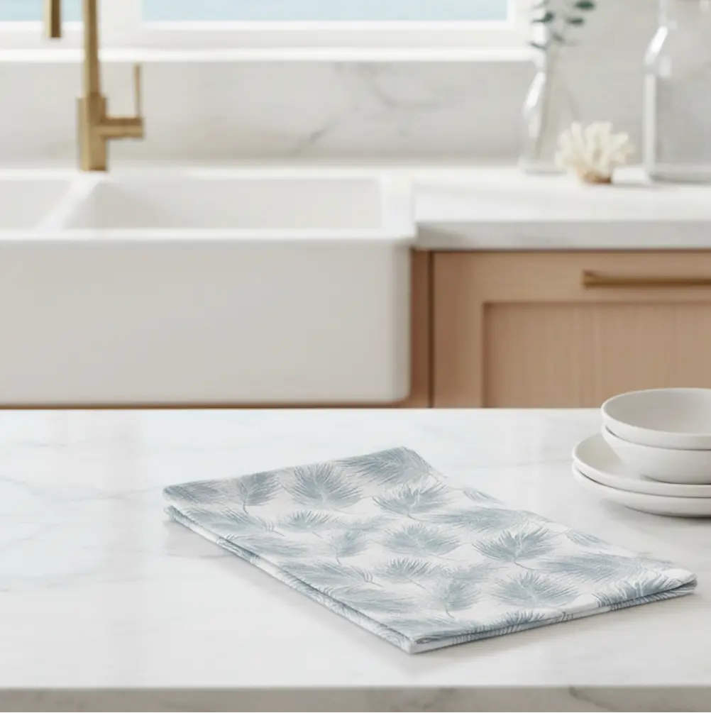 Light Blue Coastal Kitchen Towel Printify