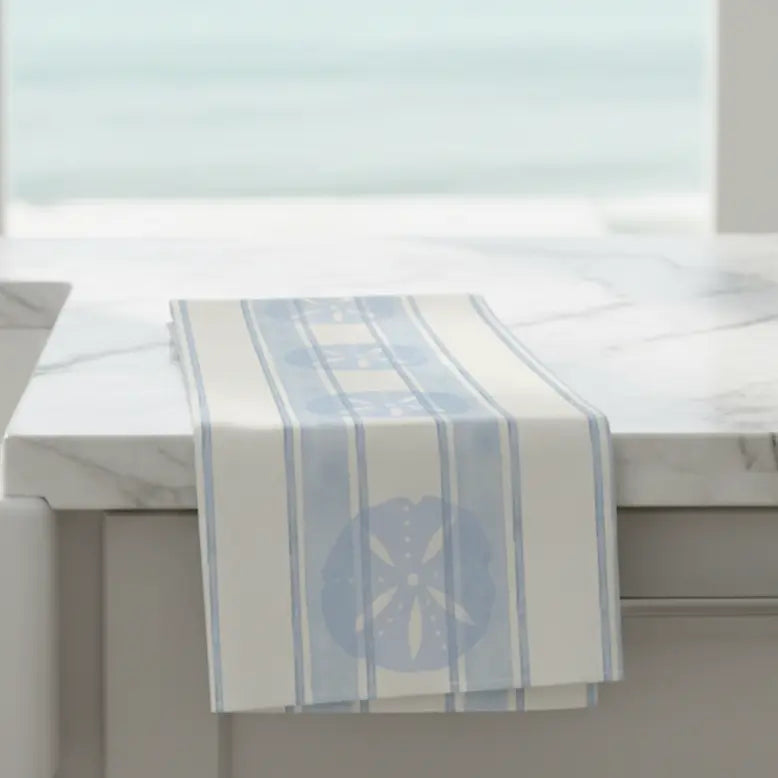 Light Blue Sand Dollar Kitchen Towel Printify