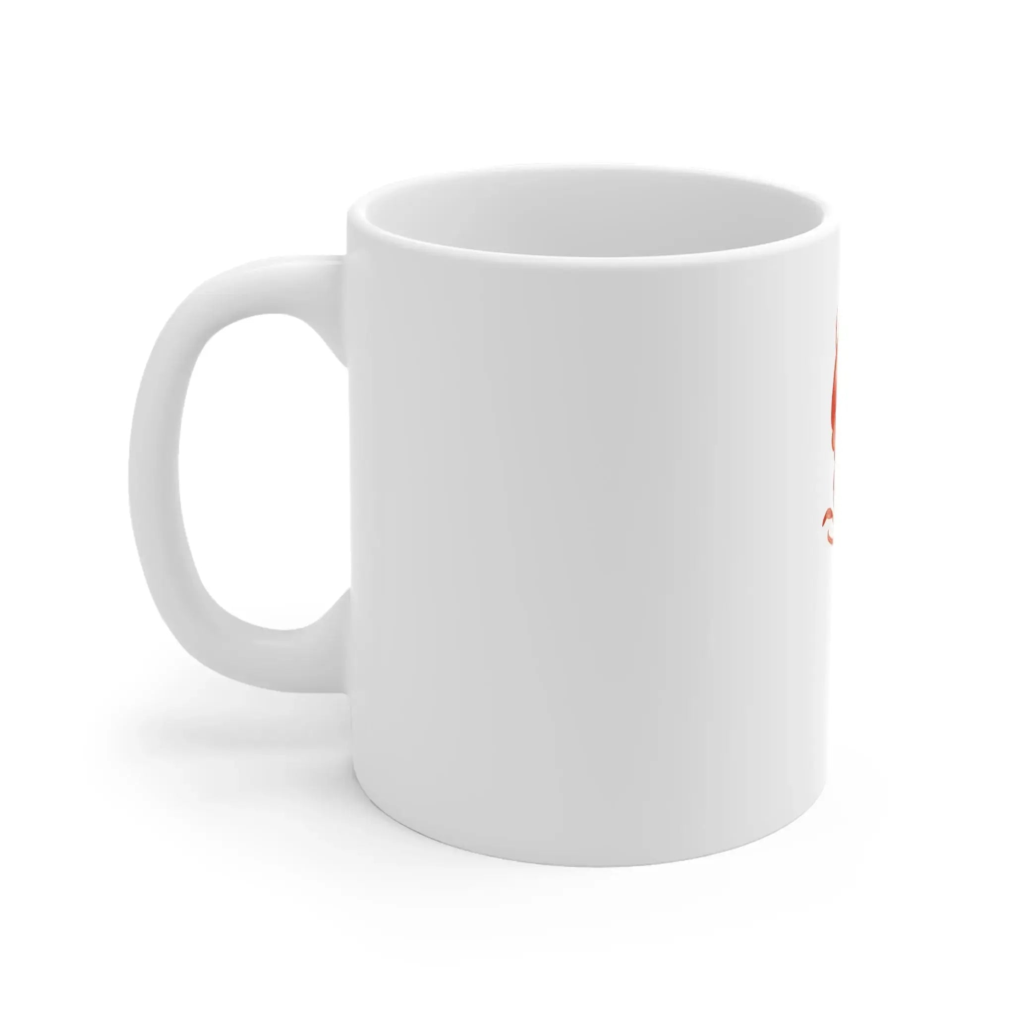 Side view of lobster coffee mug with curved handle