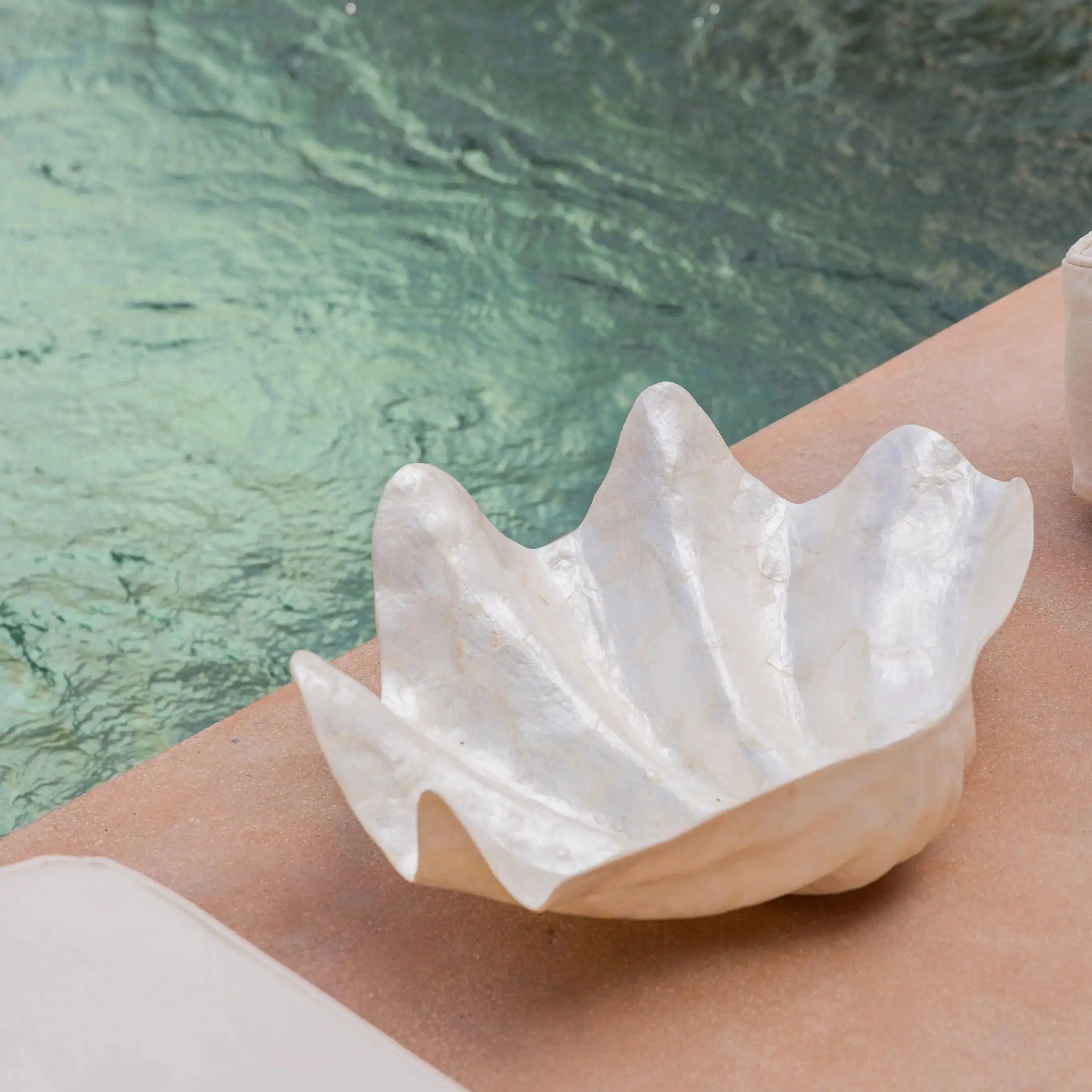 Coastal centerpiece bowl trio crafted from genuine mother of pearl shell