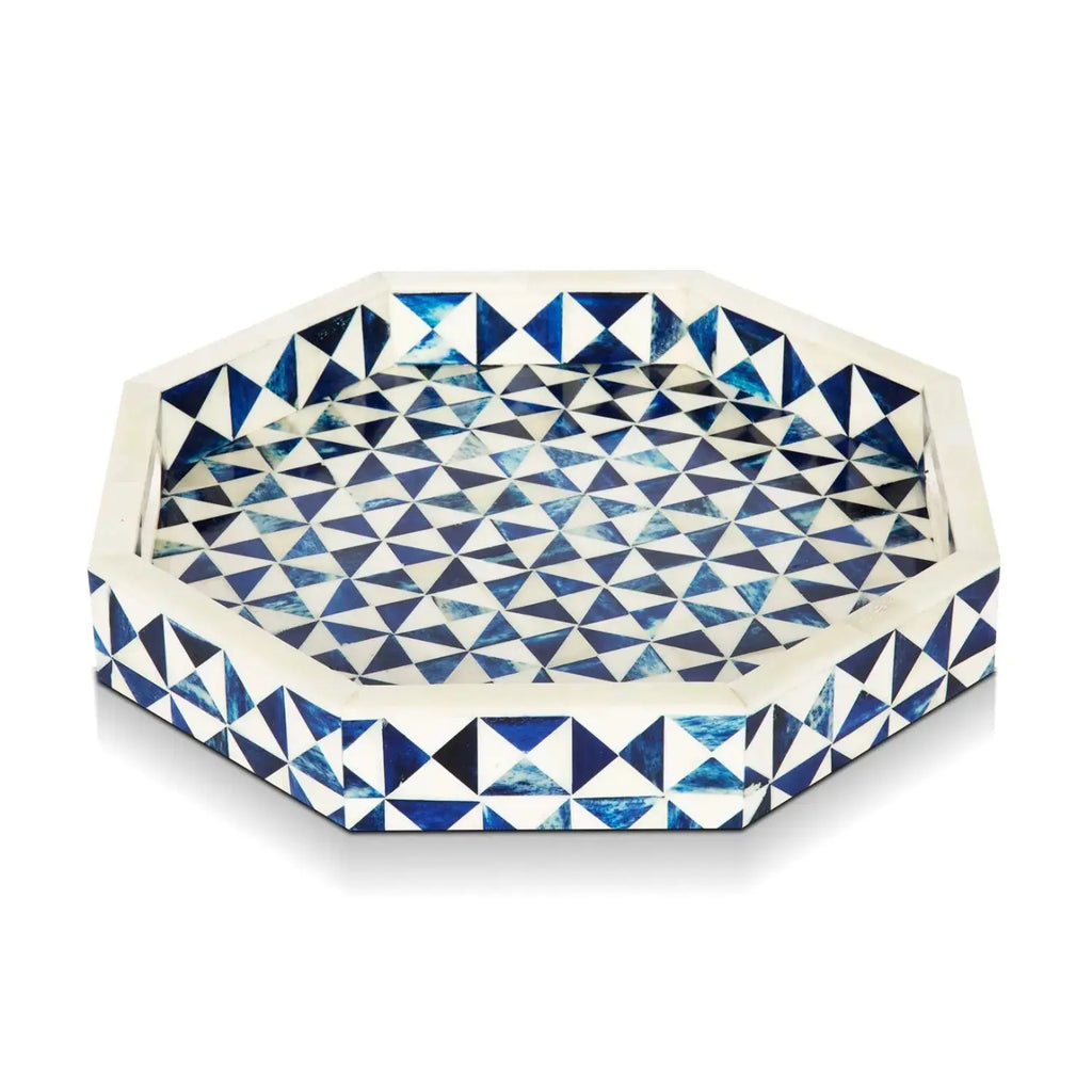 decorative tray with geometric pattern and framed edge