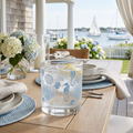 Coastal cocktail glass featuring a seahorse pattern for nautical home bar decor.