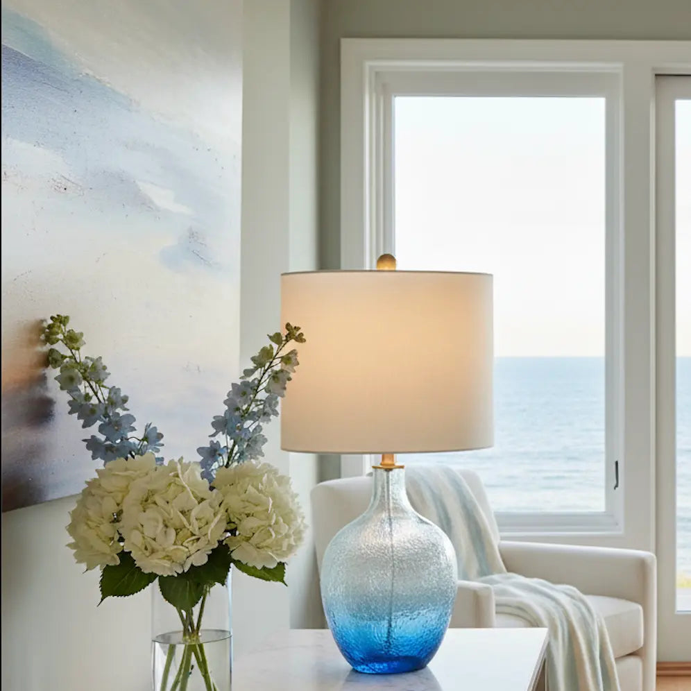 Coastal Blue & Clear Ombre Glass Table Lamp Loving Coastal Living