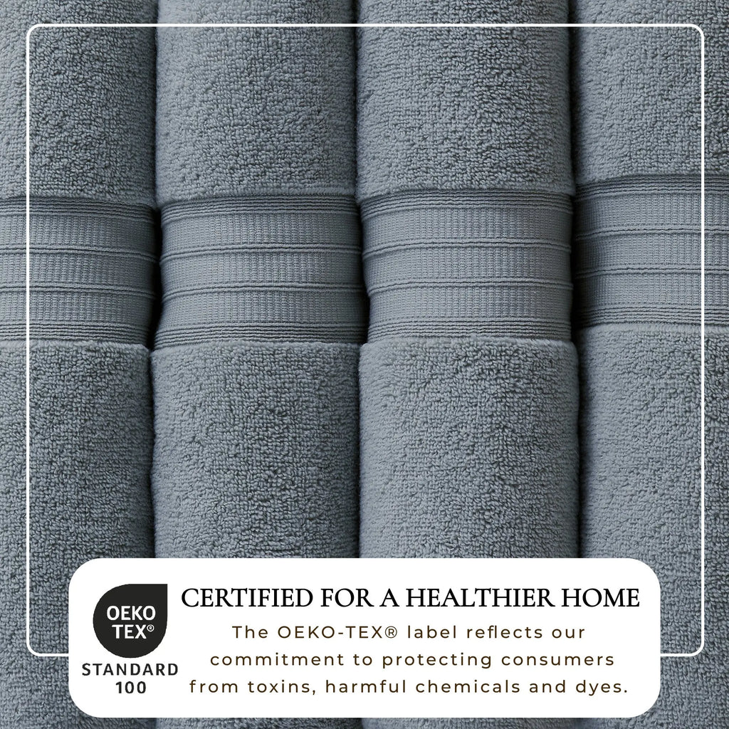 100% Cotton Bath Towel Set, Chiara Collection by Great Bay Home, blue-gray towels, OEKO-TEX certified