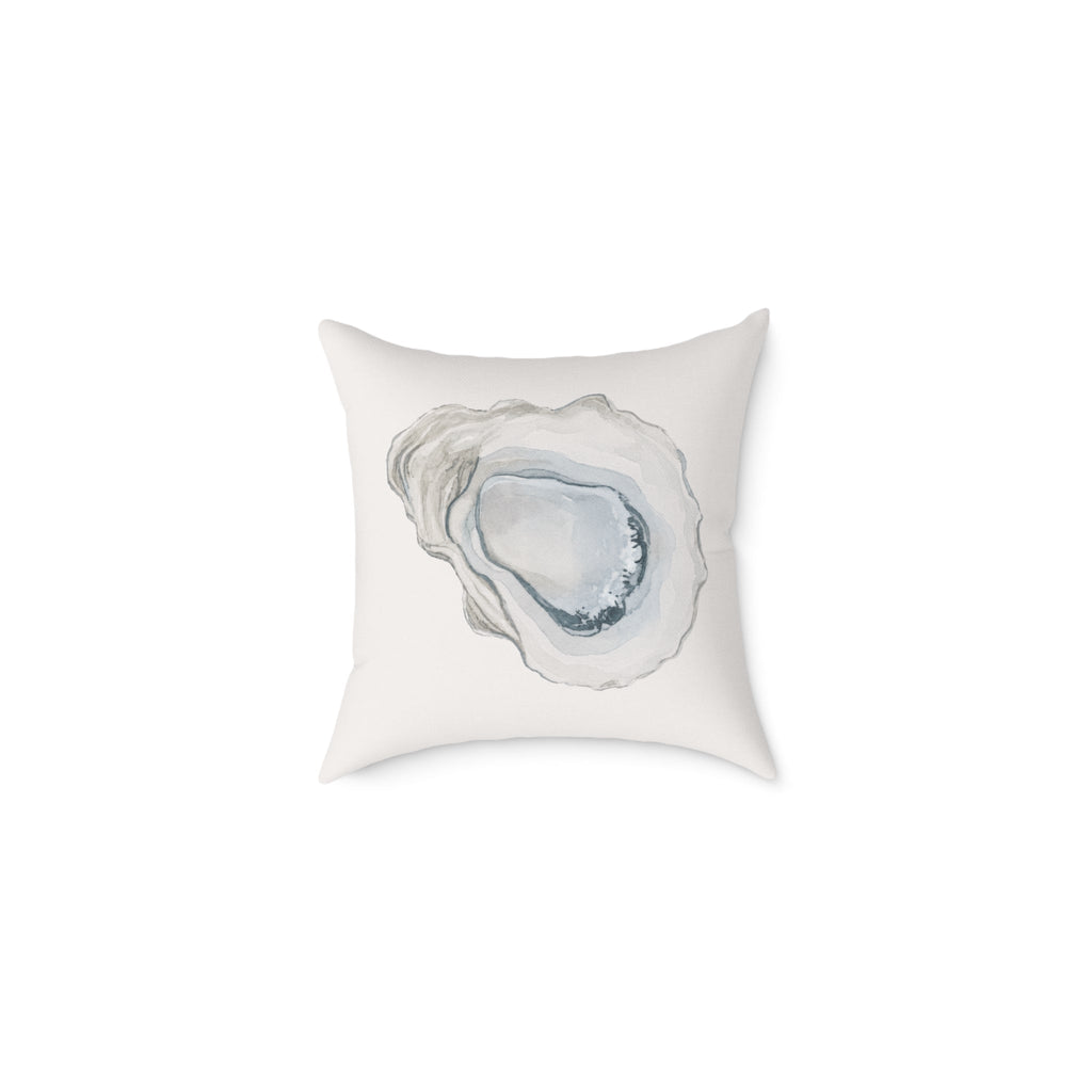 Minimal neutral oyster throw pillow for coastal farmhouse and cottage style rooms.