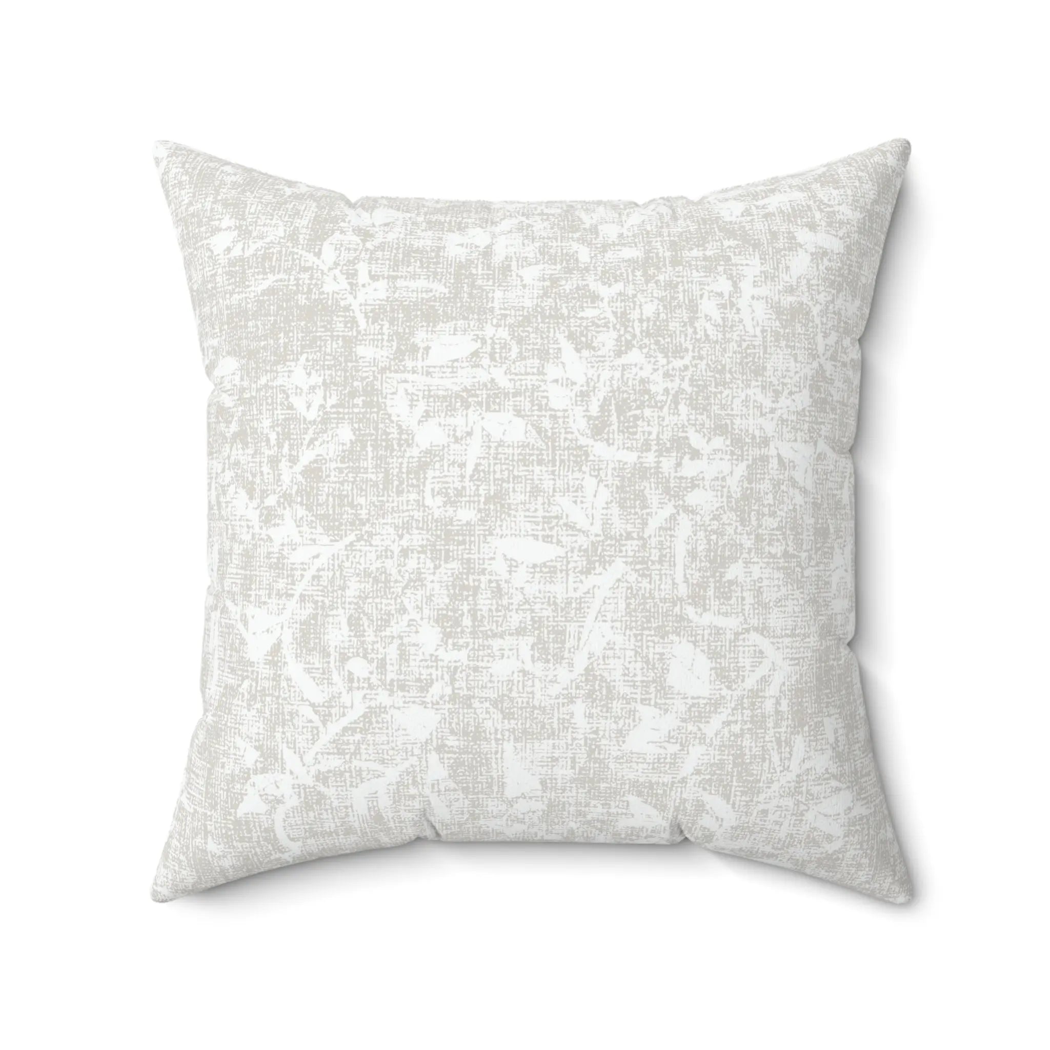 Neutral Textured Throw Pillow with linen-inspired texture in light gray and white.