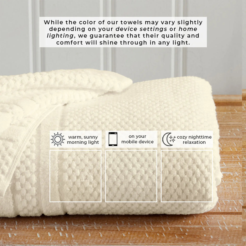 Bath towel set, 100% cotton checkered jacquard in cream, Giuliana Collection by Great Bay Home