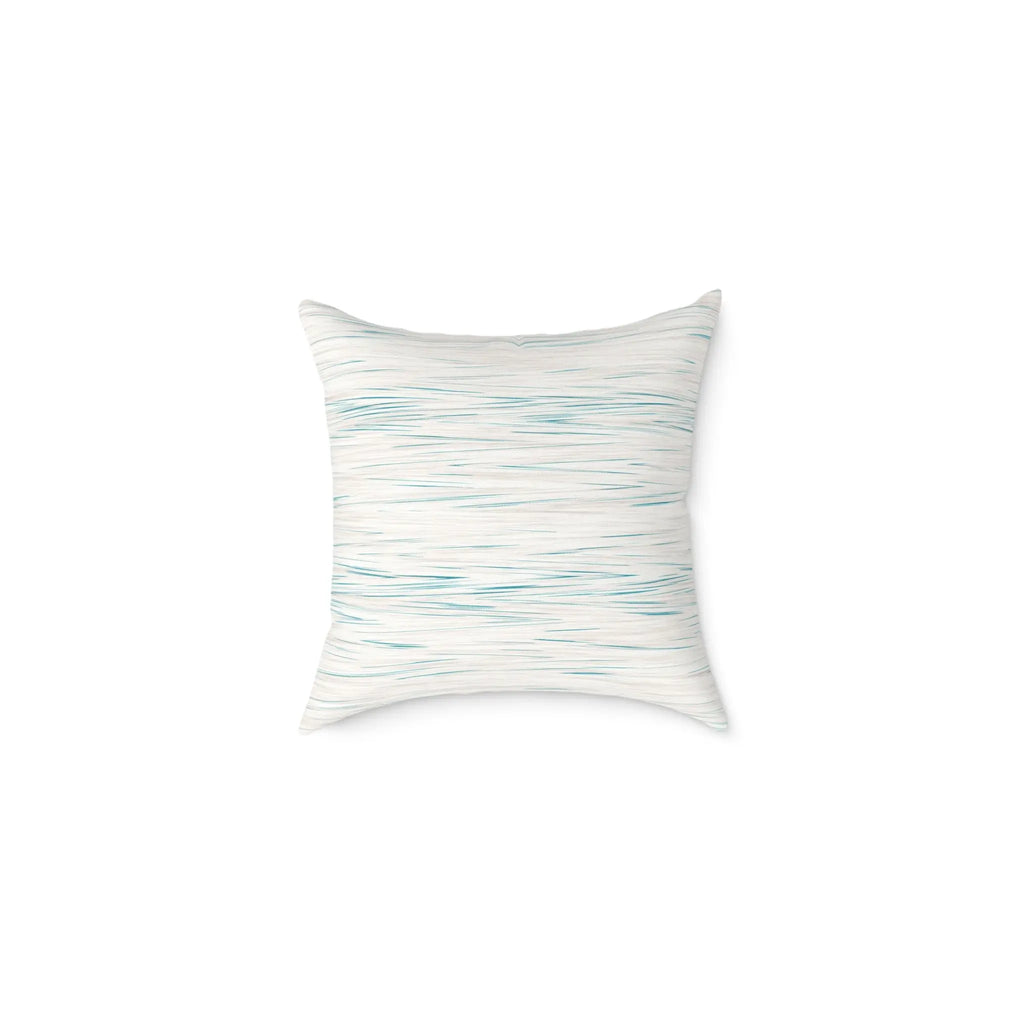 Coastal Breeze Throw Pillow with blue watercolor stripes on white linen-like cover.