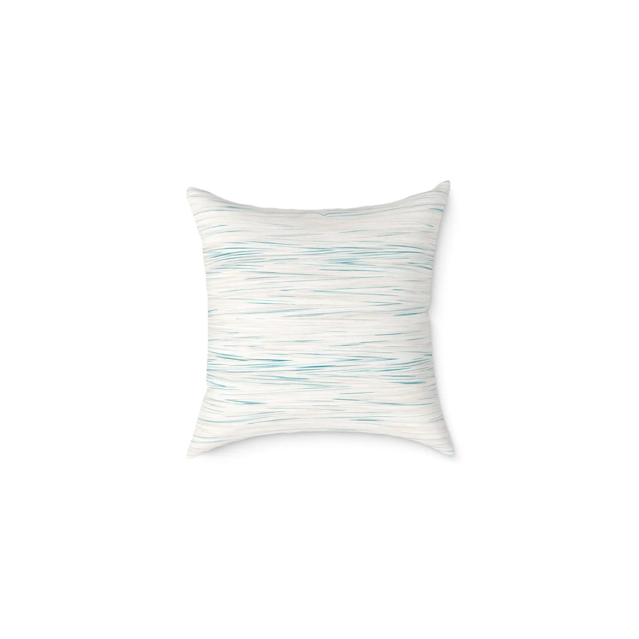 Coastal Breeze Throw Pillow with blue watercolor stripes on white linen-like cover.
