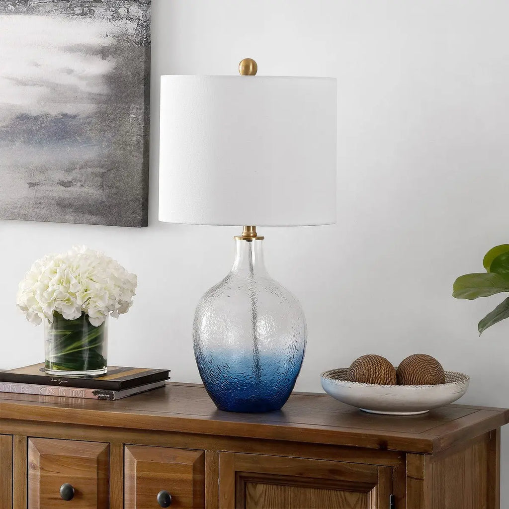 Coastal Blue & Clear Ombre Glass Table Lamp Loving Coastal Living