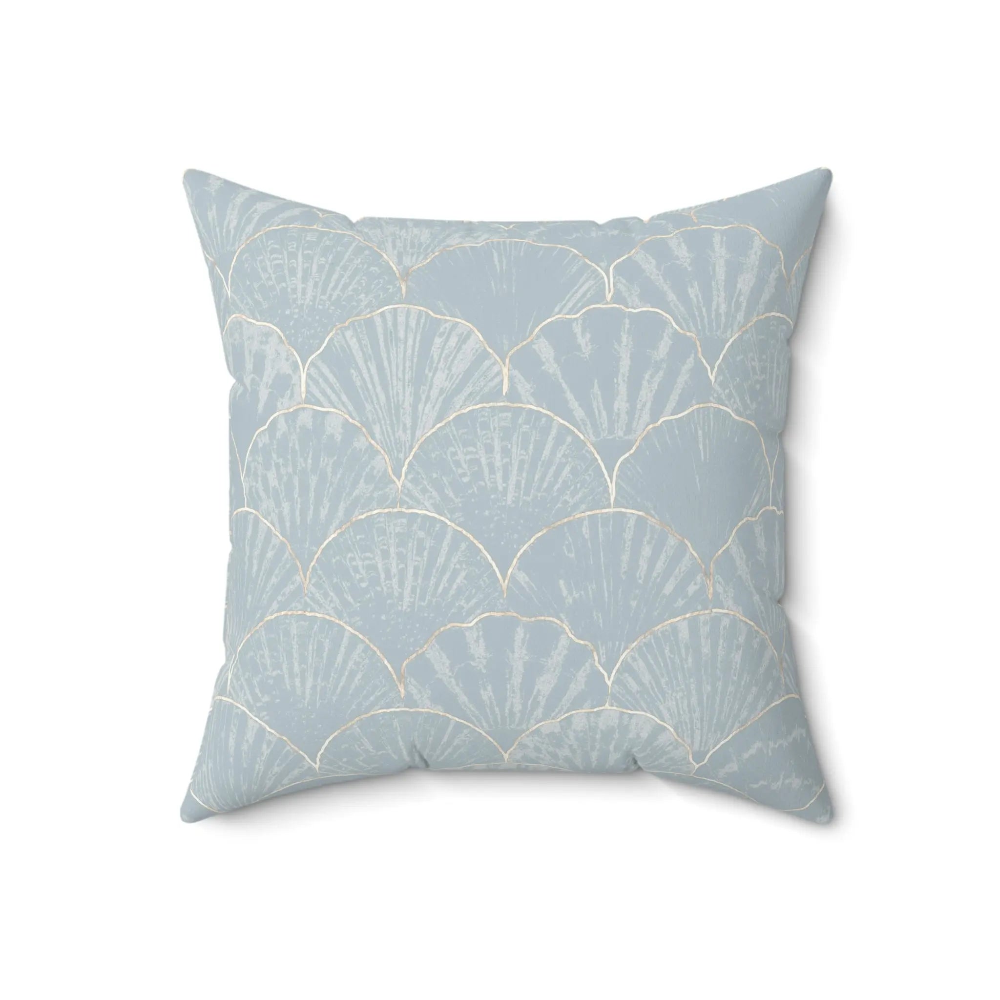 Light Blue Seashell Scallop Pattern Pillow Printify