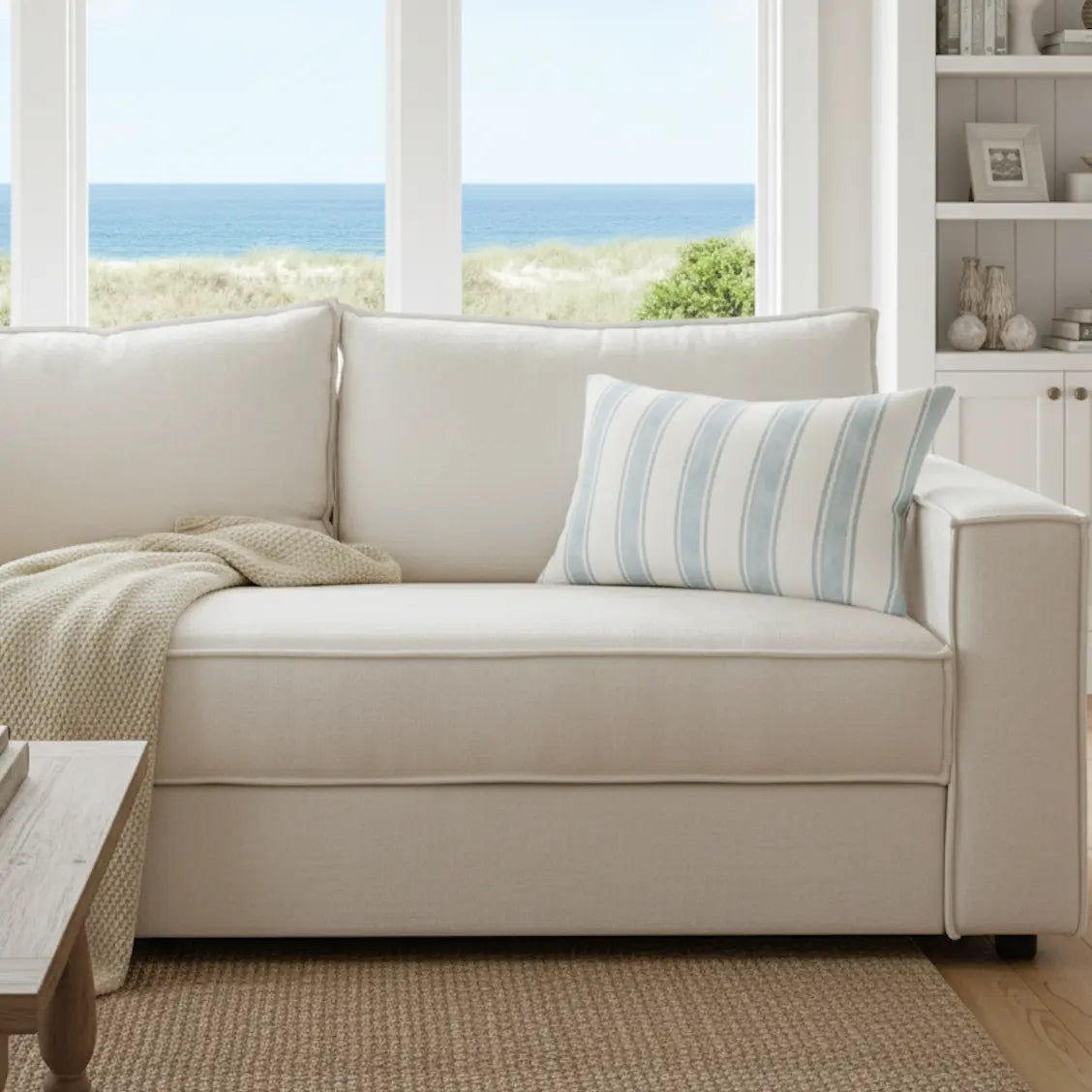 Shoreline Stripe Lumbar Pillow Printify