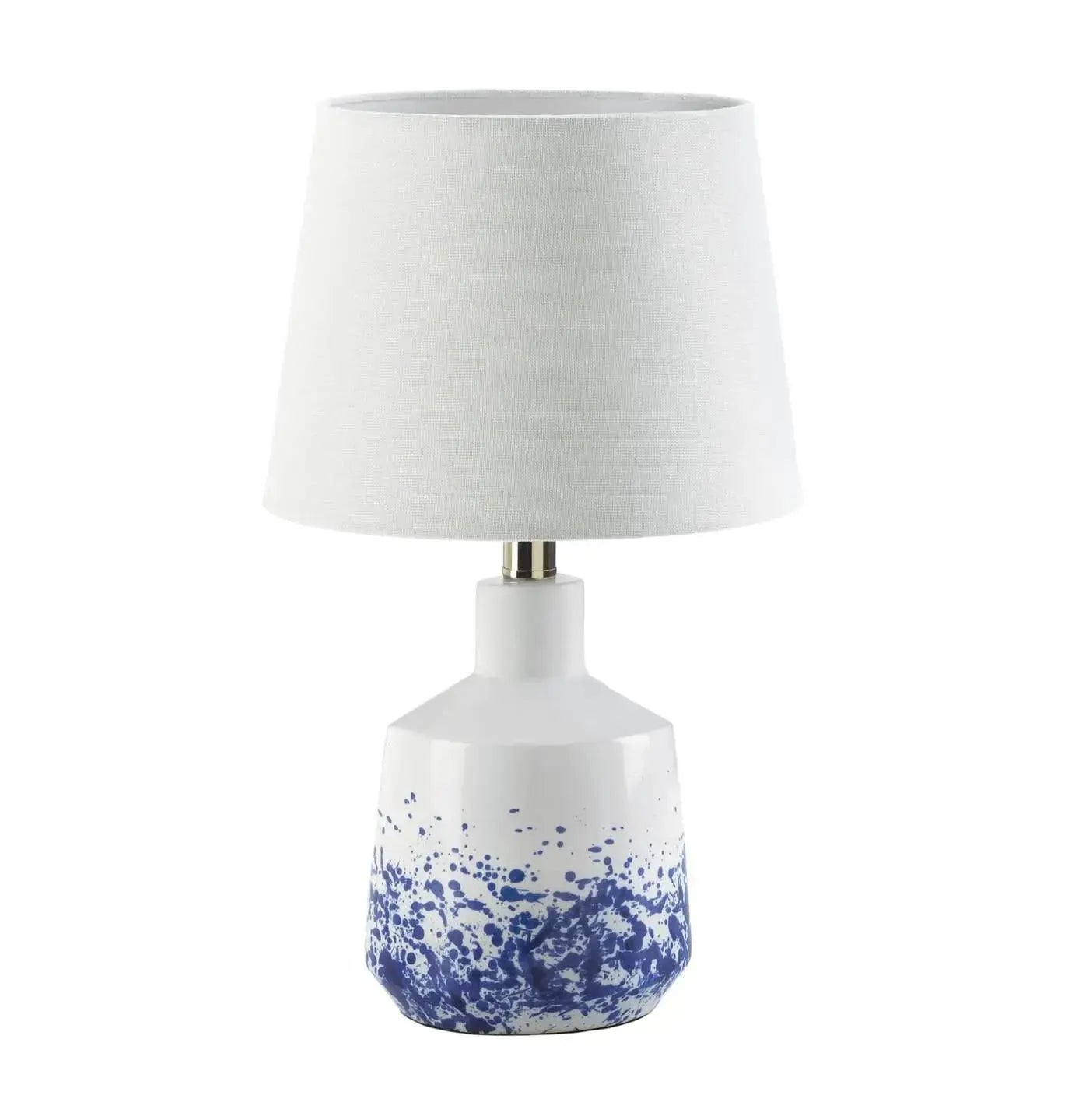 White and blue splash table lamp with modern coastal design