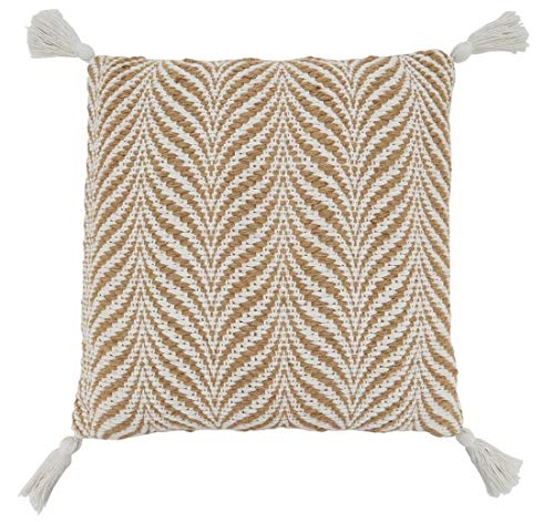 Textured jute‑cotton pillow with tassel corners, adding depth and warmth to sofas, beds, or armchairs.