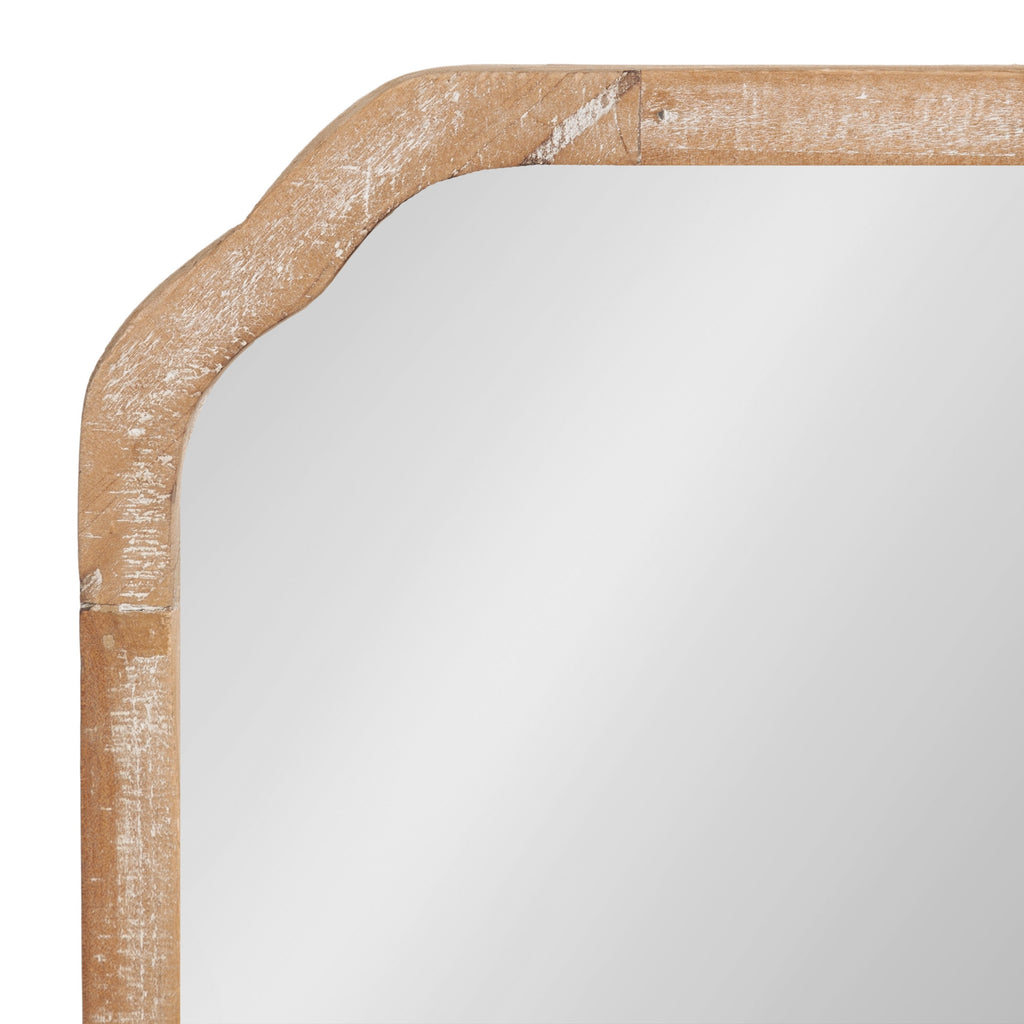 Natural wood arched wall mirror trio with curved corners for a warm neutral coastal home