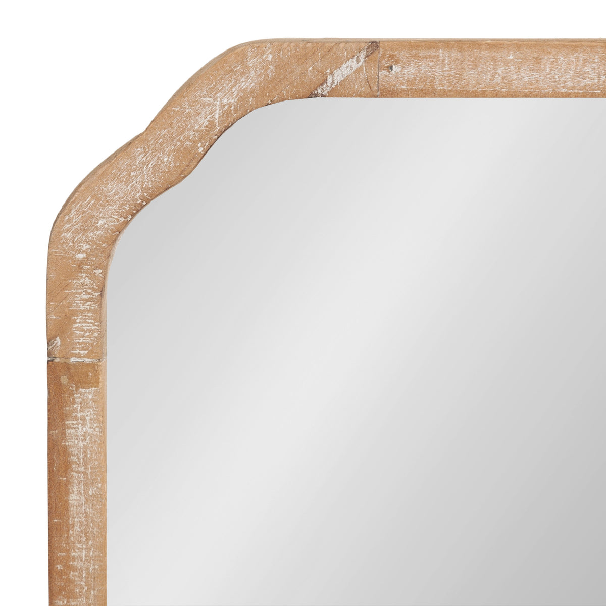 Natural wood arched wall mirror trio with curved corners for a warm neutral coastal home