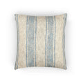 Coastal blue and white striped woven pillow with textured weave for beachy living spaces.