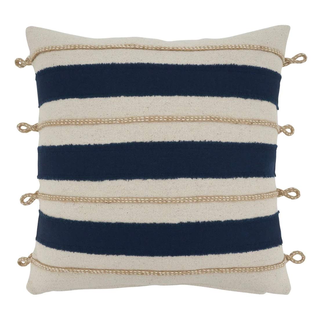 Deep navy pillow with white rope applique, perfect for a ship‑inspired or harbor theme.