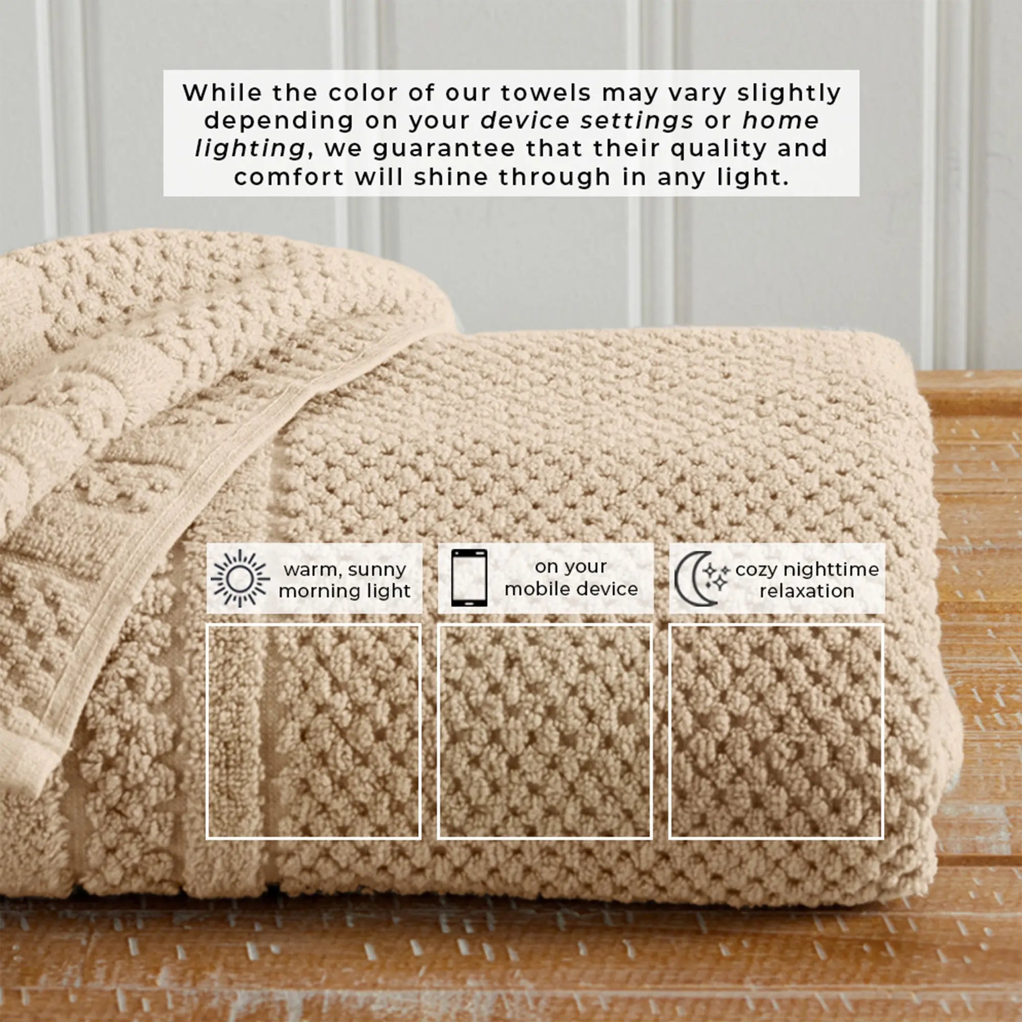 100% cotton checkered jacquard bath towel set - Giuliana Collection, by Great Bay Home; beige towels.