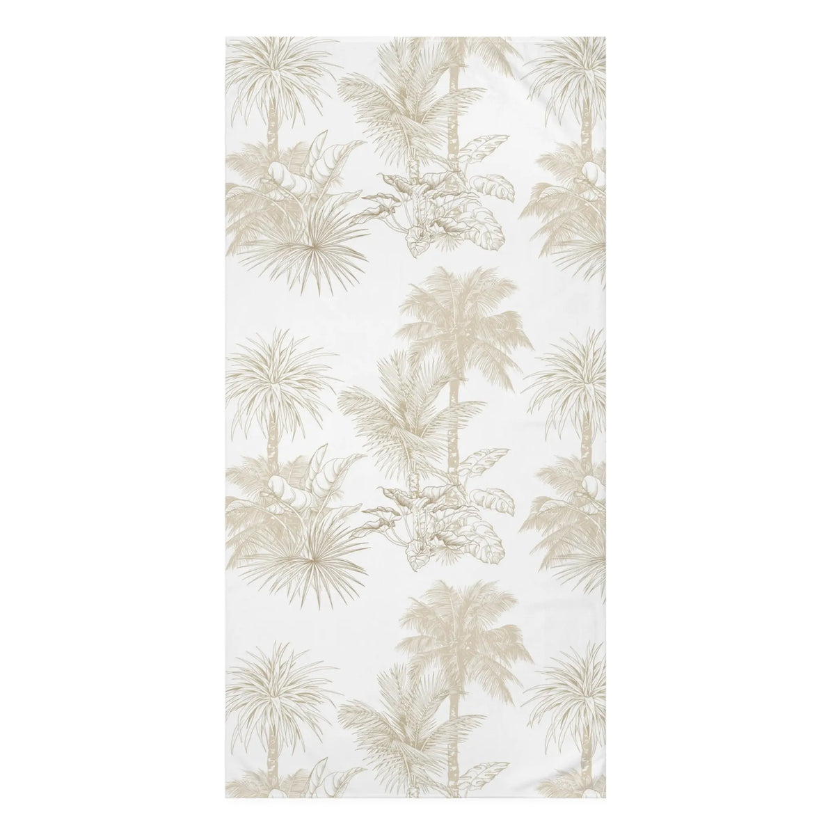 Biscayne Palm Cotton Mink Bath Towel with soft neutral palm print and quick-drying cotton back.
