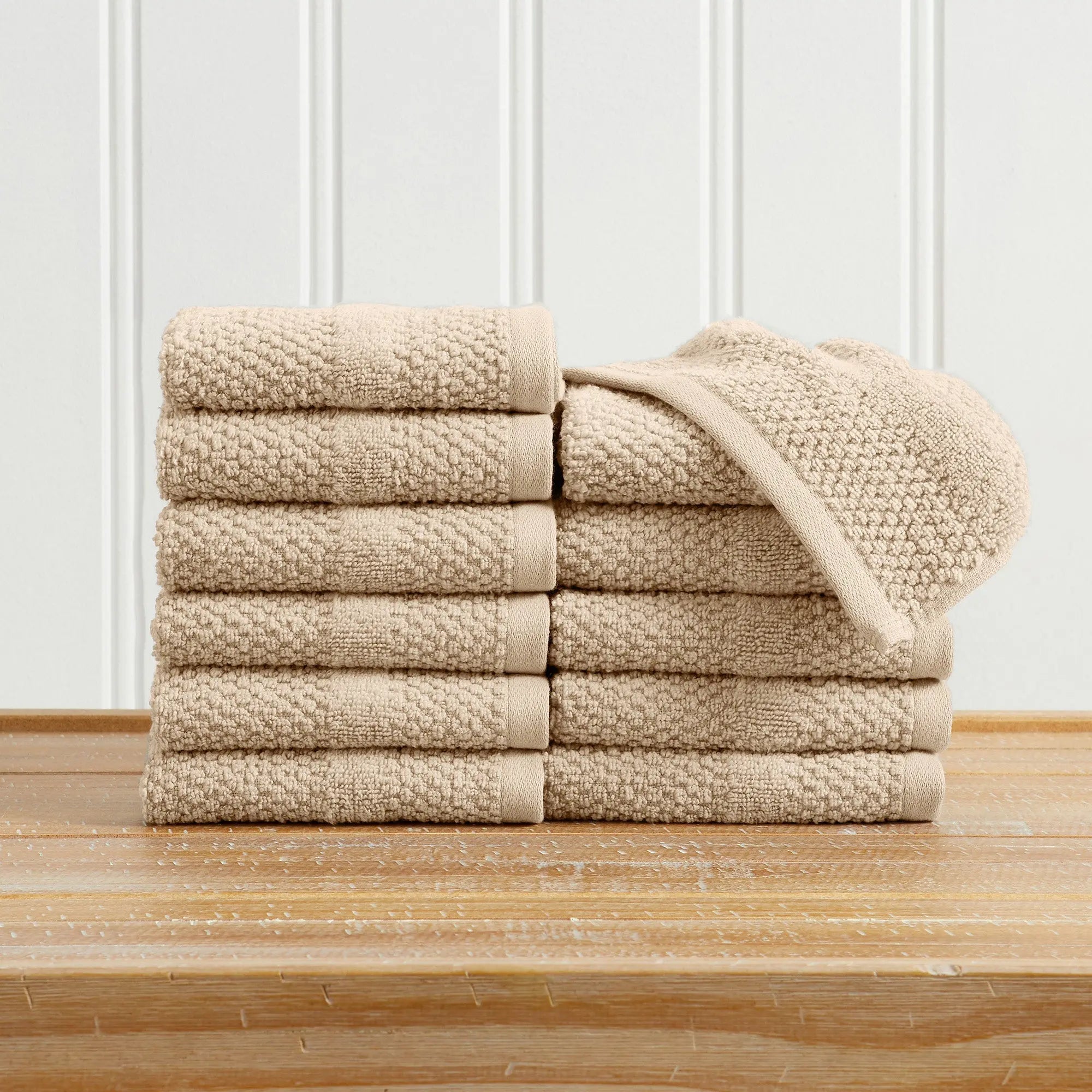Marbella Collection Bath Towel Set by Great Bay Home, 100% cotton, beige, includes 6 towels
