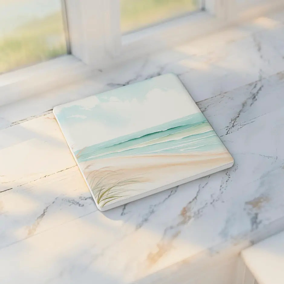 Ceramic Coaster Beach Theme Set Printify