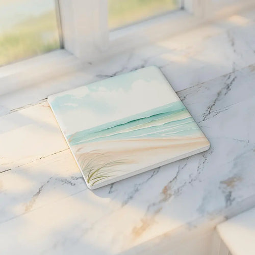 Ceramic Coaster Beach Theme Set Printify