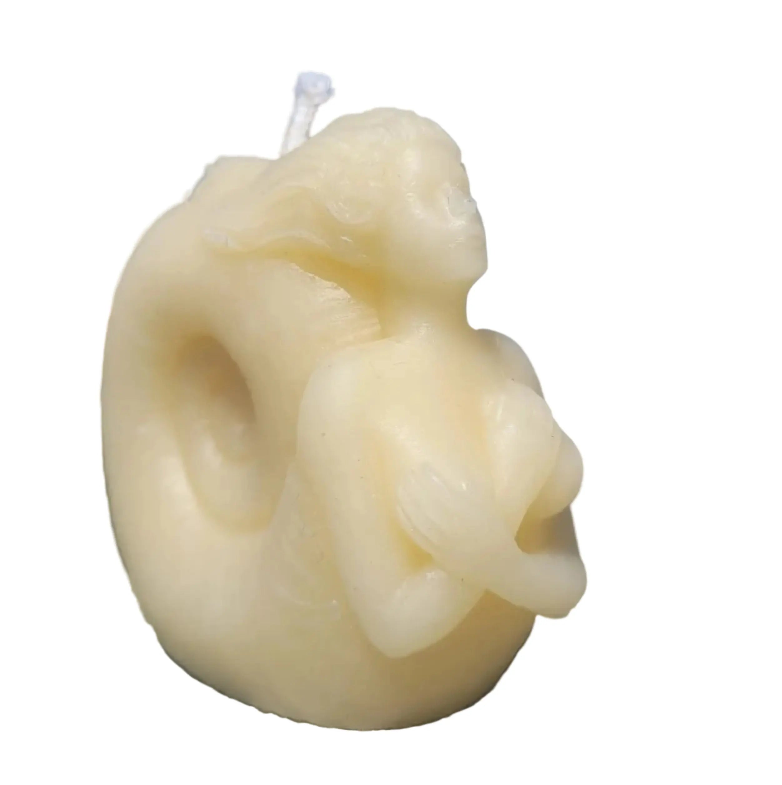 Decorative nautilus shell candle with maritime mermaid sculpture
